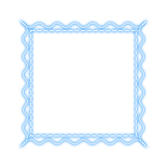 blue square frame stitch and wave neon light