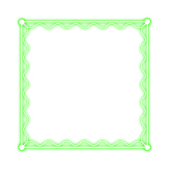 green square frame wave and neon light