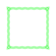 green square frame wave and neon light