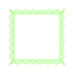 Fototapeta premium green square frame stitch and wave neon light