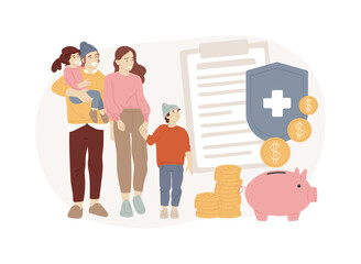 Family benefit isolated concept vector illustration.