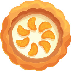 Delicious round tangerine tart with cream filling, perfect for a sweet treat
