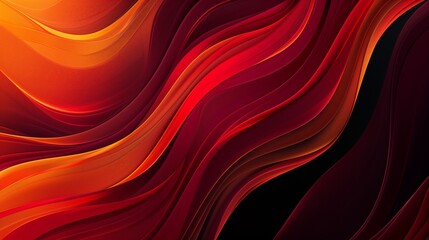 An abstract background with curved shapes, red and orange gradient on a black background.