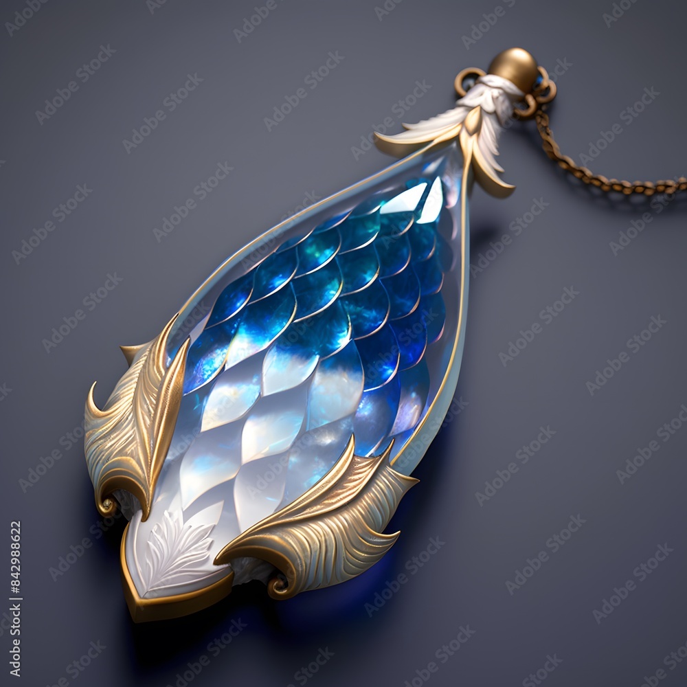 Wall mural Opulent Crystal Flask with Gold Detailing and Aqua Glow