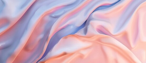 Obraz premium Flowing pastel fabric waves, perfect for fashion, design, and art projects. Soft silk and satin textures in pink, blue, and purple add luxury to any endeavor