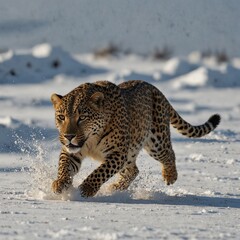 Naklejka premium leopard running on the island
