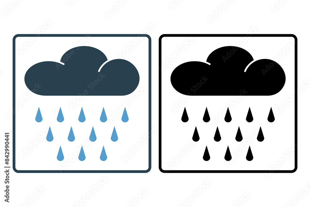 Poster rain icon. icon related to weather. suitable for web site, app, user interfaces, printable etc. soli