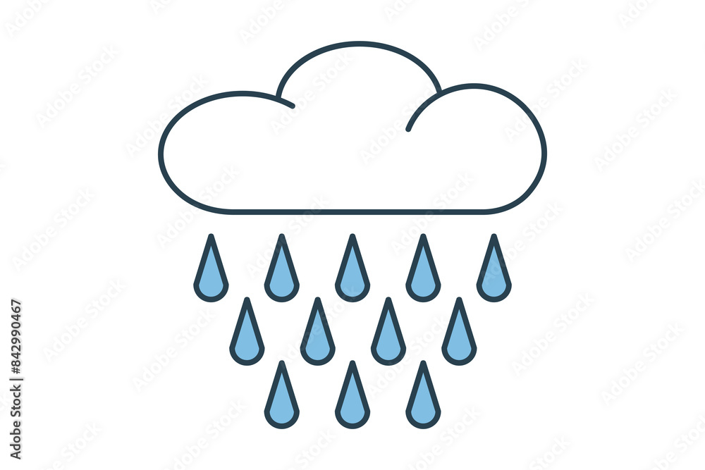 Poster rain icon. icon related to weather. suitable for web site, app, user interfaces, printable etc. flat