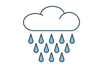 Rain icon. icon related to weather. suitable for web site, app, user interfaces, printable etc. flat line icon style. simple vector design editable