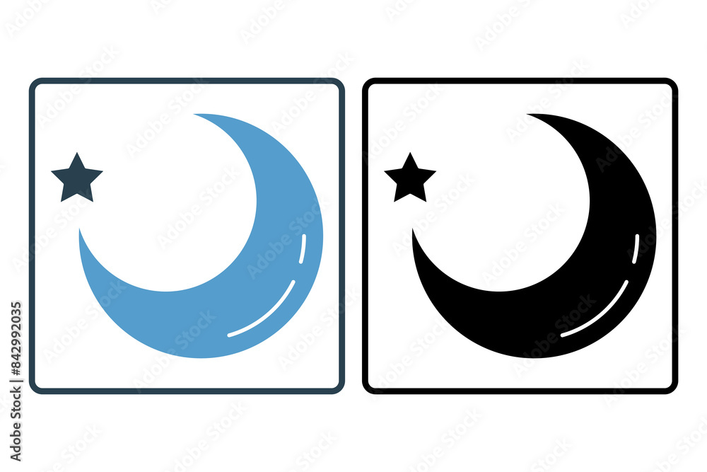 Poster moon icon. icon related to weather. suitable for web site, app, user interfaces, printable etc. soli
