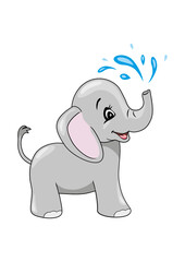 Cute baby elephant bathing