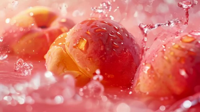 Juicy Peaches under Water Streams