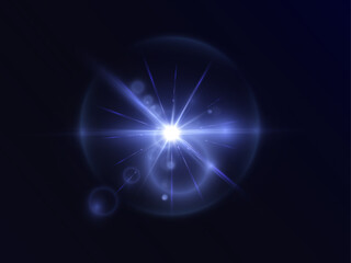 Light effect. Abstract blue flash of light and laser beams with glitter. Isolated on transparent background. Art and web design vector.	