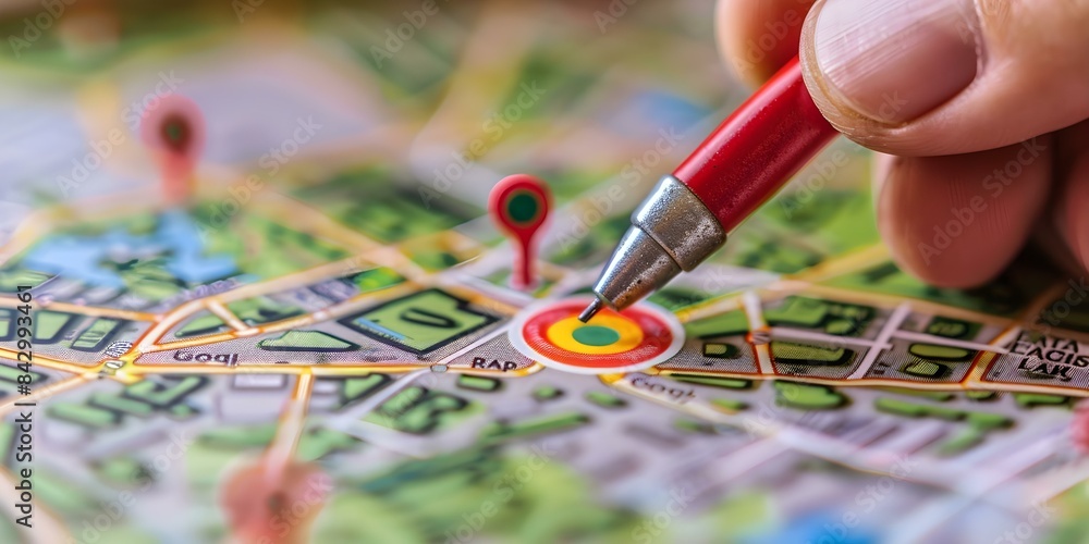 Poster optimize business location on google maps for local search engine visibility. concept google maps op