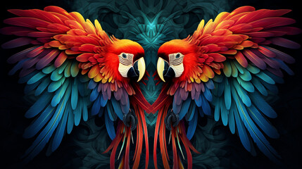 Obraz premium Macaws Abstract Image Pattern Background, Texture, Wallpaper, Background, Cell Phone Cover and Screen, Smartphone, Computer, Laptop, 16:9 Format - PNG