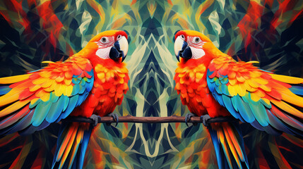 Obraz premium Macaws Abstract Image Pattern Background, Texture, Wallpaper, Background, Cell Phone Cover and Screen, Smartphone, Computer, Laptop, 16:9 Format - PNG