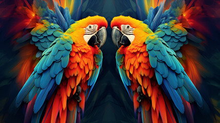 Obraz premium Macaws Abstract Image Pattern Background, Texture, Wallpaper, Background, Cell Phone Cover and Screen, Smartphone, Computer, Laptop, 16:9 Format - PNG
