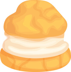 Appetizing cream puff with a sweet, creamy filling, ideal for showcasing bakery treats or dessert menus