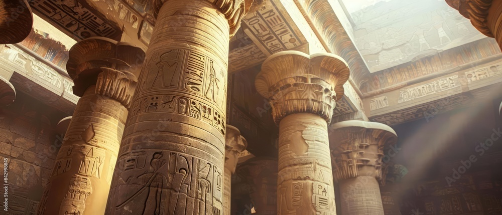 Poster sturdy columns supporting the structure of an ancient temple