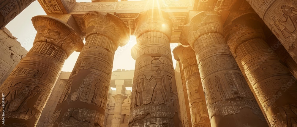 Poster sturdy columns supporting the structure of an ancient temple
