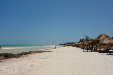 beach huts at Holbox island beach, Quintana Roo, Mexico