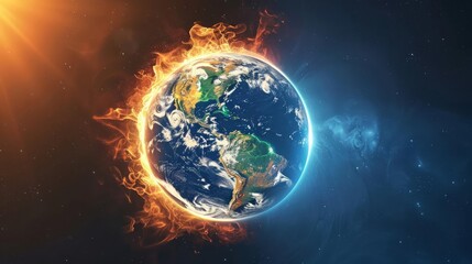 Obraz premium The greenhouse effect shown with heattrapping gases encircling the Earth