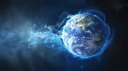 Naklejka premium The greenhouse effect shown with heattrapping gases encircling the Earth