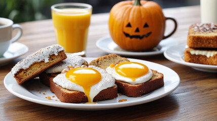 Melbourne Morning Marvel: Dive into a Melbourne Breakfast Featuring Flat White Coffee, Smashed Pumpkin on Toast, and Lamingtons for a Sweet Treat, Generative AI