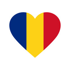 Romania flag in heart shape