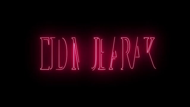 Eid mubarak  neon Animation with black background