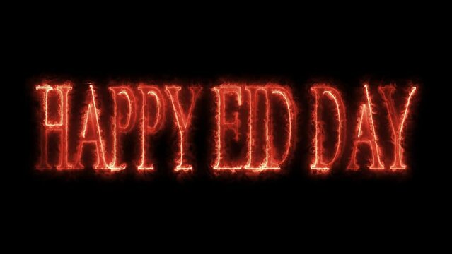 happy eid day .neon Animation with black background