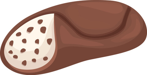 Chocolate covered cannoli filled with sweet ricotta cream and chocolate chips isolated on a white background