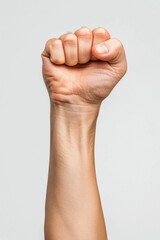fist in the air isolated on white background