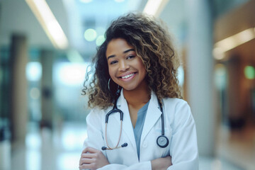 Fototapeta premium black female physician in professional setting