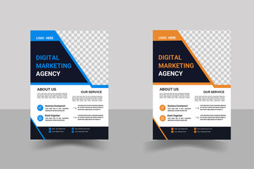 Corporate business flyer template design set, cover modern layout,  flyer in A4 with colorful business proposal, promotion, advertise, publication, a bundle of 2 templates of different colors a4 flyer