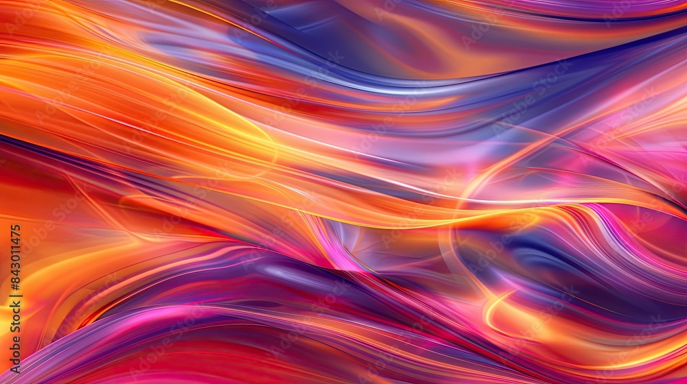 Aufkleber vibrant abstract colorful wave pattern with flowing lines of red, orange, purple, and blue creating 