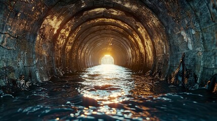 Naklejka premium A tunnel with water flowing through it