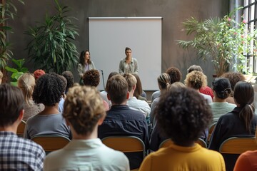 Audience attending a presentation seminar