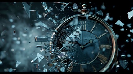 Shattered Pocket Watch In Time