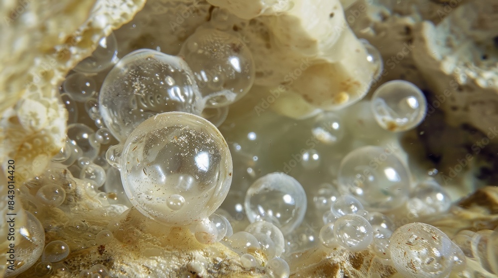 Poster a closer look at the intricate patterns and unique formations of cave pearls resembling a miniature 
