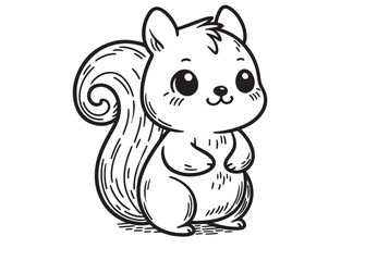 squirrel vector illustration line art