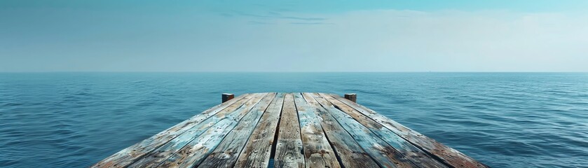 Aged wood pier, wide shot, sunfaded for a timeless, vintage wallpaper