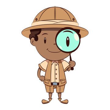 recommend clip art: Boy archaeologist holding magnifying glass