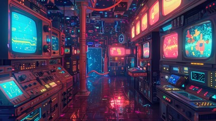an image of a futuristic video game room
