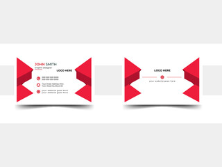 Red modern creative business card and name card  horizontal simple clean template vector design
Red Corporate Business Card Layout