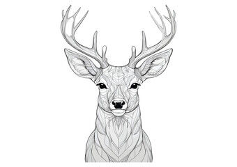 Deer vector illustration line art