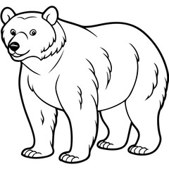 Fototapeta premium bear cartoon line art outline coloring page nursery room decor illustration, isolated on transparent background 