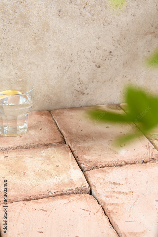 Poster Sunlit Table with Natural Texture Still Life Image for Authentic Lifestyle Aesthetic