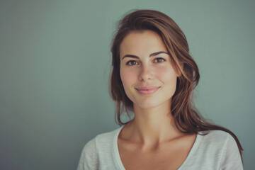 Fototapeta premium A close up portrait of a young woman with a subtle smile