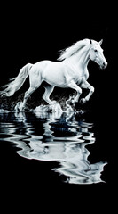 Fototapeta premium Gray arabian horse cutout on black background